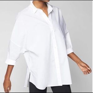 Athleta Poplin Marinwood Oversized Bright White Button-Down Shirt